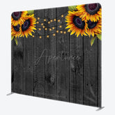 Aperturee - Aperturee Sunflower Grey Wooden Wedding Pillow Cover Backdrop